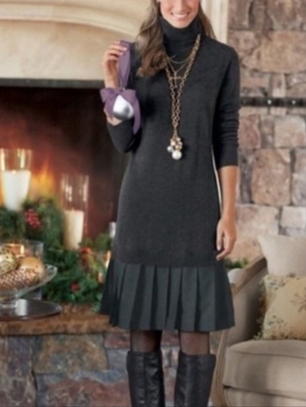 Soft Surroundings ‘Chloe’ Turtleneck Sweater Dress